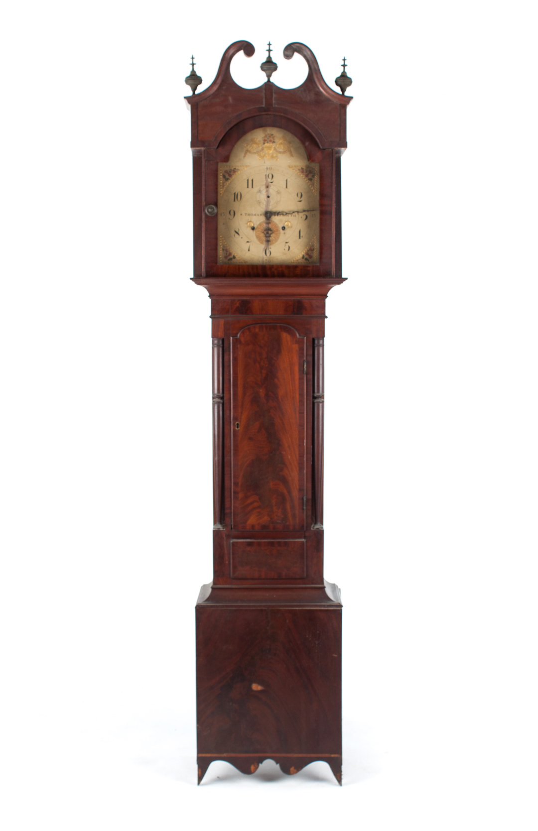 Appraisal: Federal mahogany tall clock circa altered works with painted wood