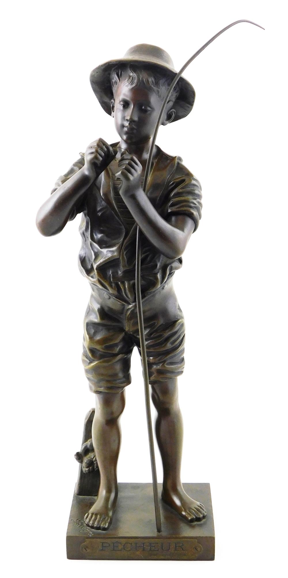 Appraisal: Bronze sculpture Pecheur Fisherman after Adolphe Jean Lavergne - signed