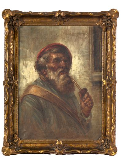 Appraisal: Italian School th Century Bearded Man with Pipe oil on