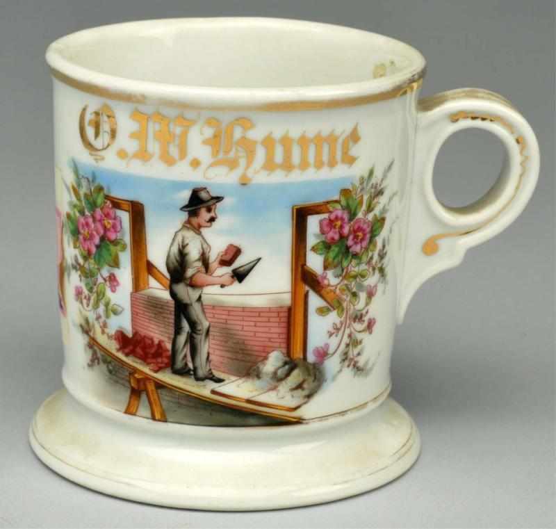 Appraisal: Bricklayer Shaving Mug Gilded D W Gume Detailed image of