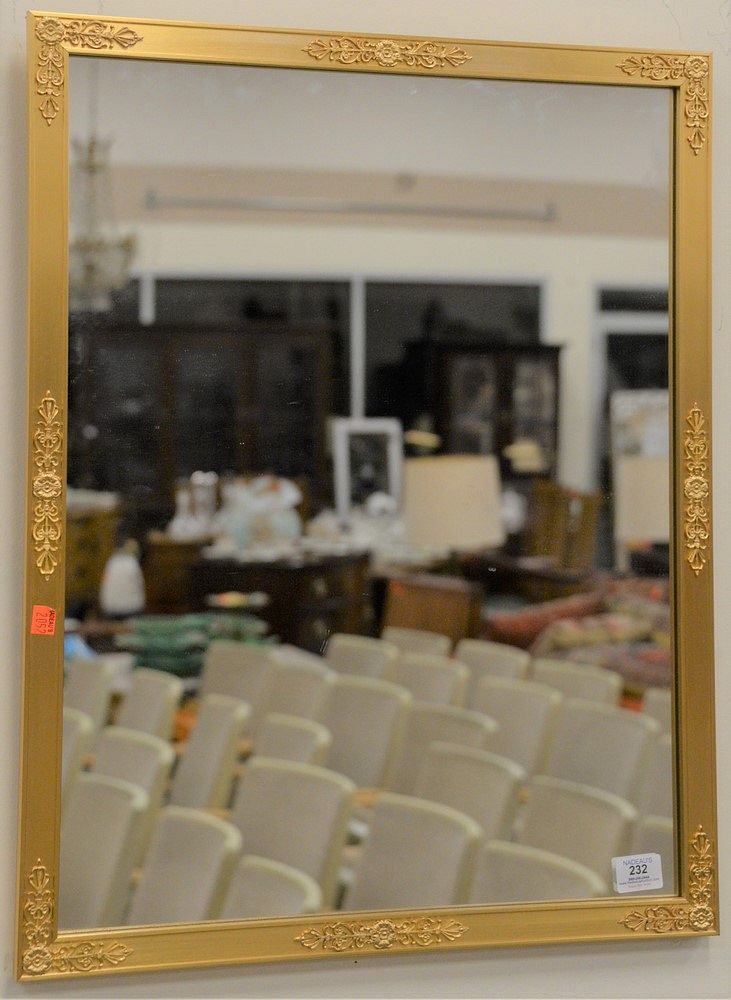 Appraisal: French Gilt Metal Framed Mirror x French Gilt Metal Framed