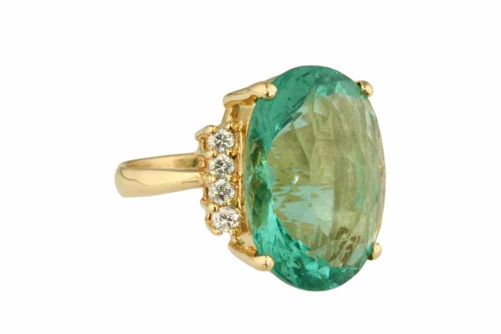 Appraisal: LADY'S RING - One K yellow gold spodumene hiddenite and