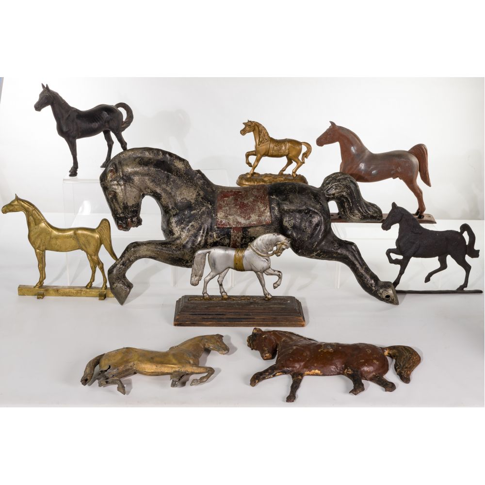 Appraisal: DECORATIVE METAL HORSE ASSORTMENT items made out of copper brass