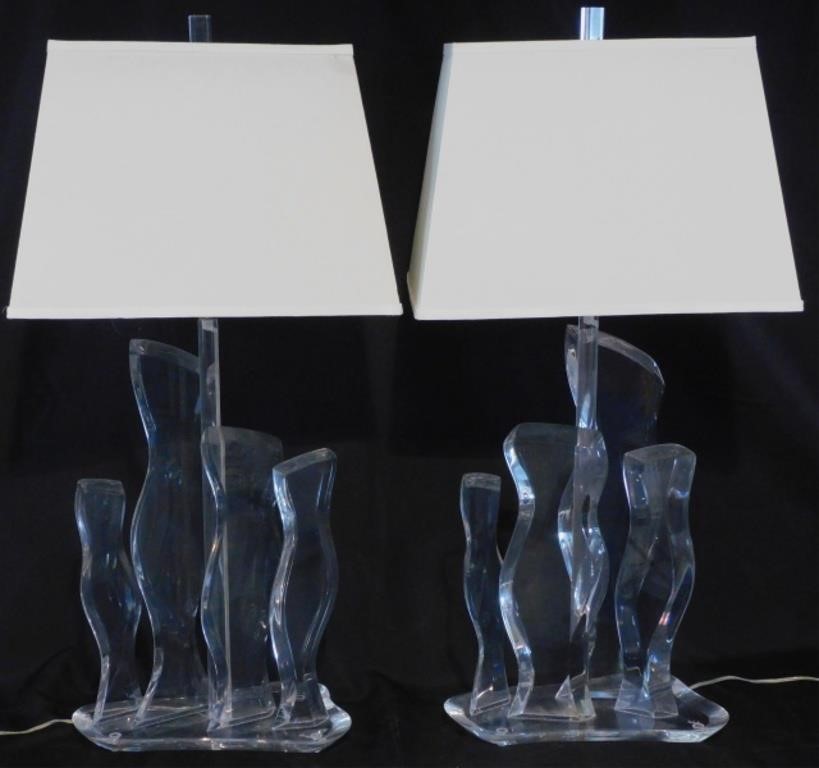 Appraisal: HIVO VAN TEAL PAIR OF MID CENTURY MODERN LUCITEtable lamps