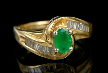 Appraisal: An Emerald and Diamond Ring Tested as k yellow gold