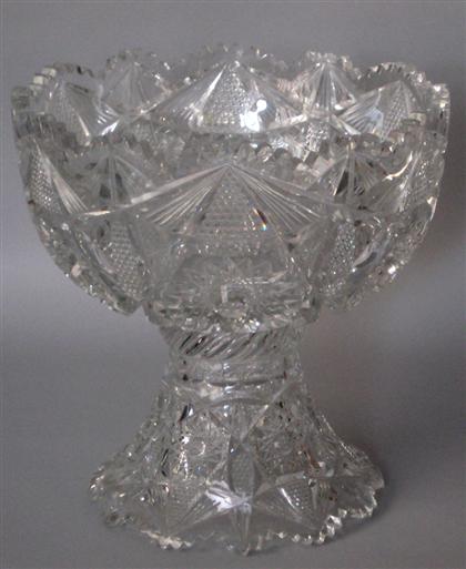 Appraisal: Brilliant period cut-glass punch bowl and stand early th century