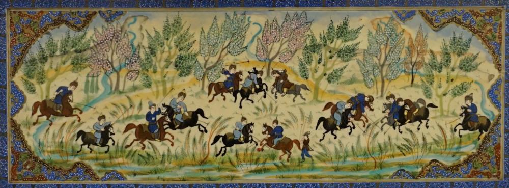 Appraisal: Indian Mughal School Horseback Riders Painted Miniature Frame x in