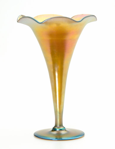 Appraisal: STEUBEN Gold Aurene floriform vase Engraved AURENE