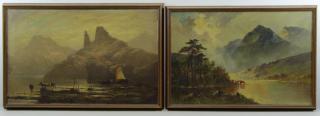 Appraisal: Two th C Oil on Canvas Landscapes with Cows Cedric