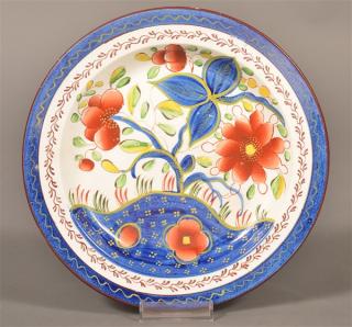 Appraisal: Gaudy Dutch China Sunflower Pattern Plate Gaudy Dutch Soft Paste