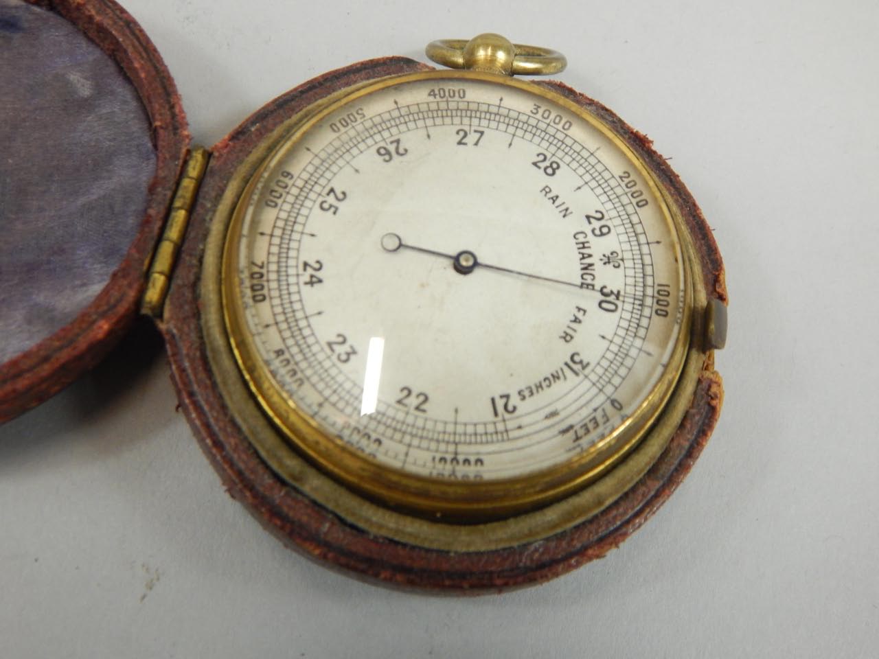 Appraisal: An early thC pocket barometer the cm diameter dial with