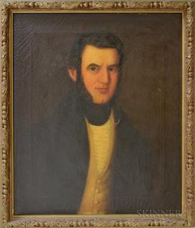 Appraisal: American School th Century Portrait of Josh Sawyer Sterling Mass