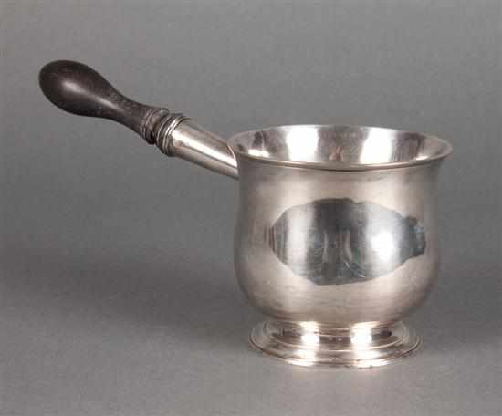 Appraisal: English Georgian sterling silver and ebony pipkin Charles Chesterman London