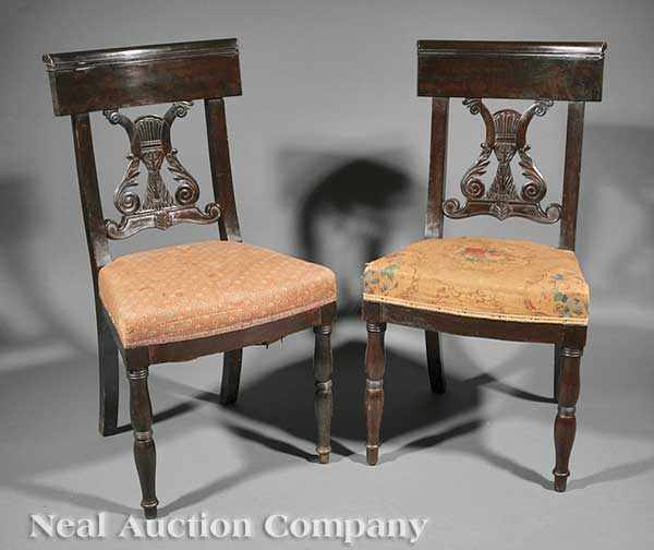 Appraisal: A Pair of Restauration Carved Mahogany Chaises early th c