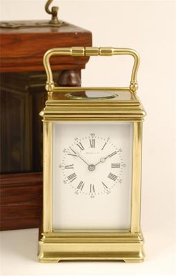 Appraisal: A French gilt brass carriage clock with a platform lever