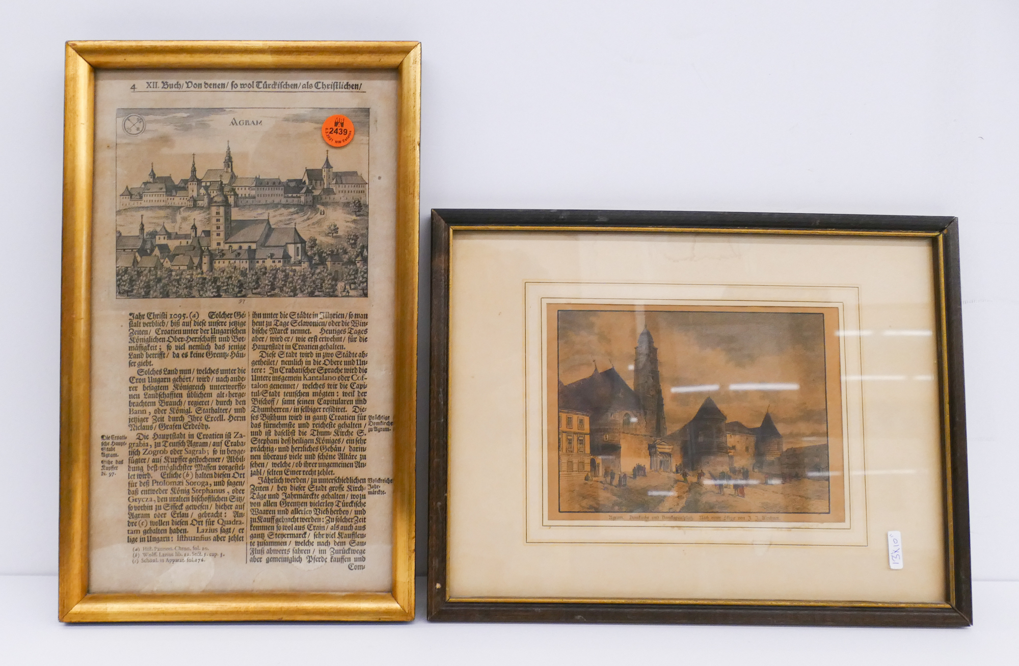 Appraisal: pc Antique Church Scene Engravings Framed- largest x ''