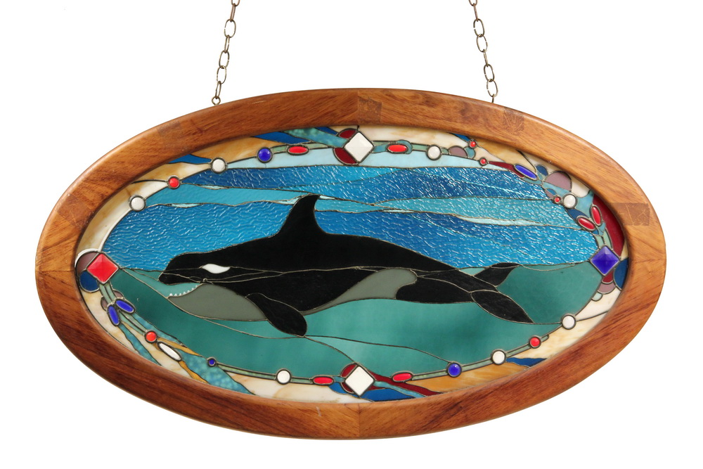 Appraisal: CHARLES BAZZELL Contemporary New Orleans LA - Whale Stained Glass