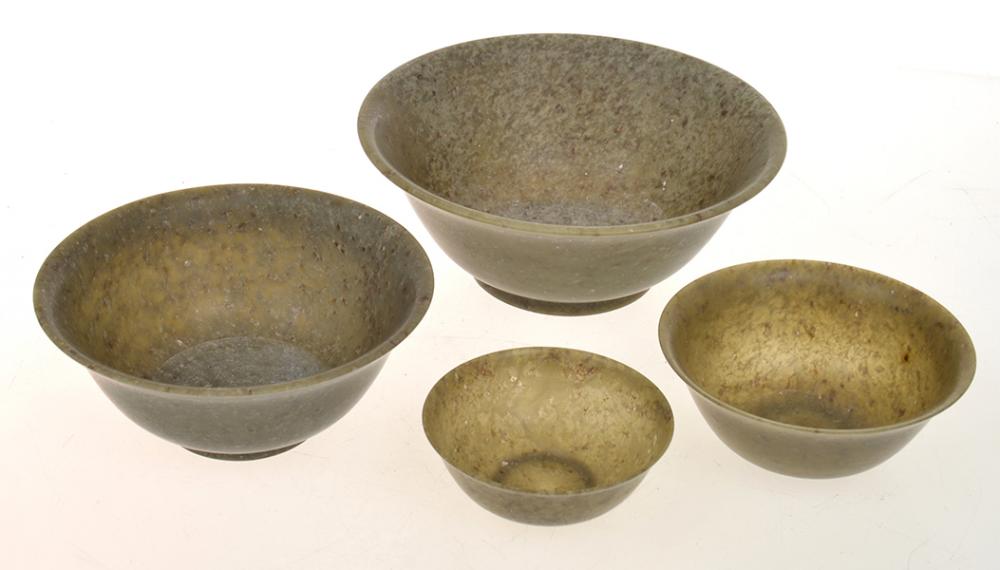 Appraisal: GRADUATED SET OF FOUR CHINESE STONE BOWLS HIGHEST CM TALL