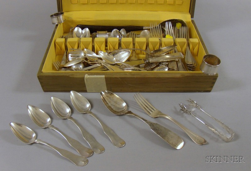 Appraisal: Large Assorted Group of Sterling and Coin Flatware including a