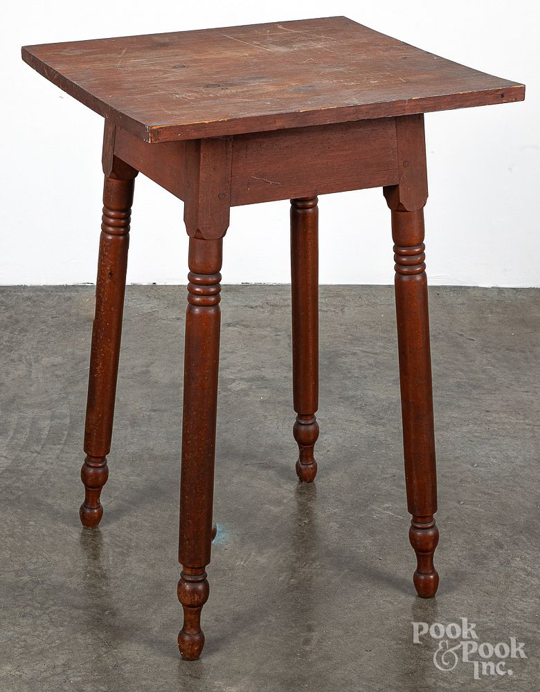 Appraisal: Sheraton pine splay leg stand th c Sheraton pine splay