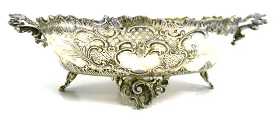 Appraisal: Continental silver bowl oval two open handles raised on four