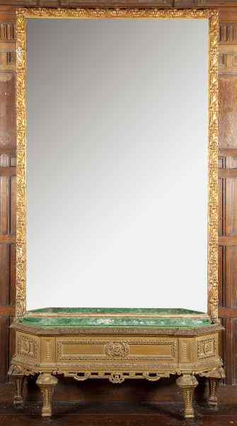 Appraisal: Italian Baroque Style Pier Mirror with Consoleincludes mirror and wall