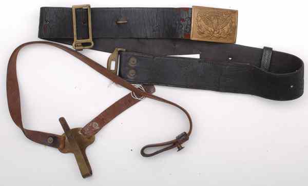 Appraisal: Pattern Officer's Belt and Buckle with Saber Attachment Leather belt