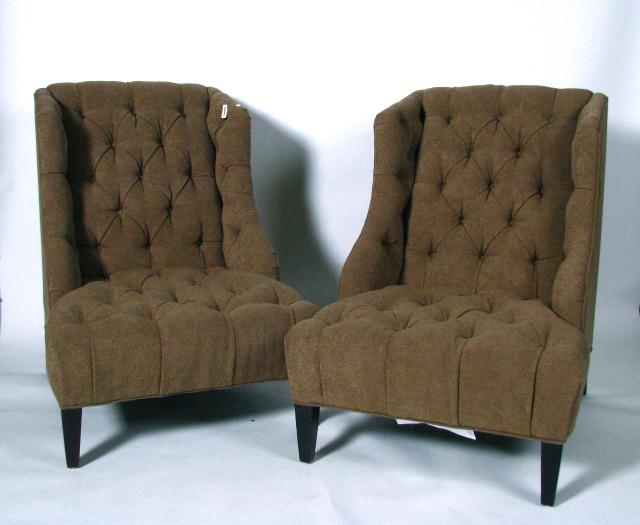 Appraisal: Pair of LT Designs by Century wing back chairs with