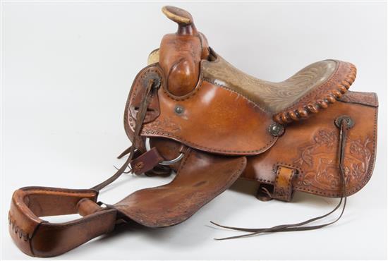 Appraisal: Sale Lot A Western Saddle in brown leather stamped Harlan