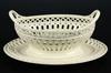 Appraisal: STAFFORDSHIRE POTTERY - Reticulated Creamware Fruit Basket with Undertray ca