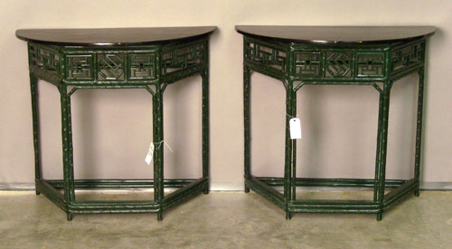 Appraisal: Pair of Chinese bamboo tables h w together with matching