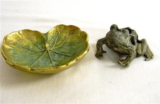 Appraisal: Cast brass ''Geranium'' leaf dish c 's with artist monogram