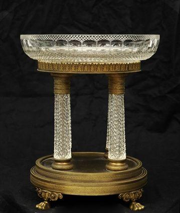 Appraisal: French Empire-Style Gilt-Bronze and Cut Glass Centerpiece in in diam