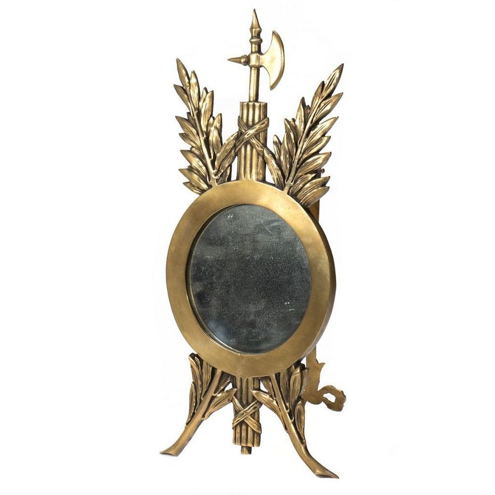 Appraisal: Napoleonic Style Gilt Bronze Mirror The circular mirror flanked by