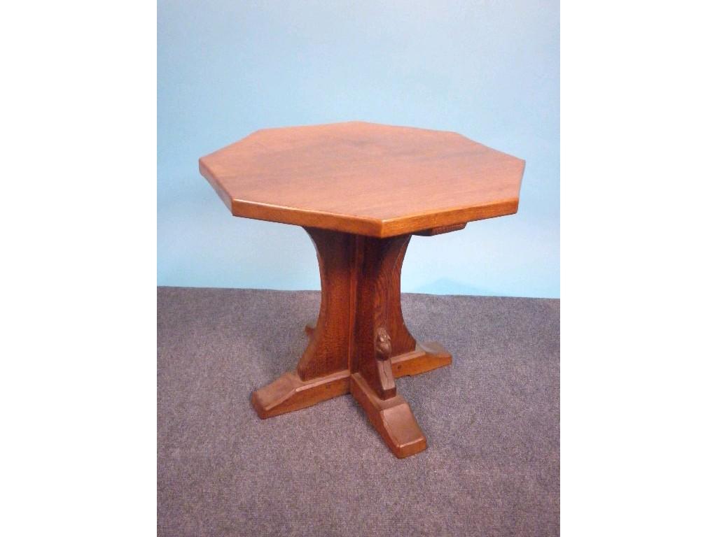 Appraisal: Robert Mouseman Thompson An oak occasional table with an octagonal