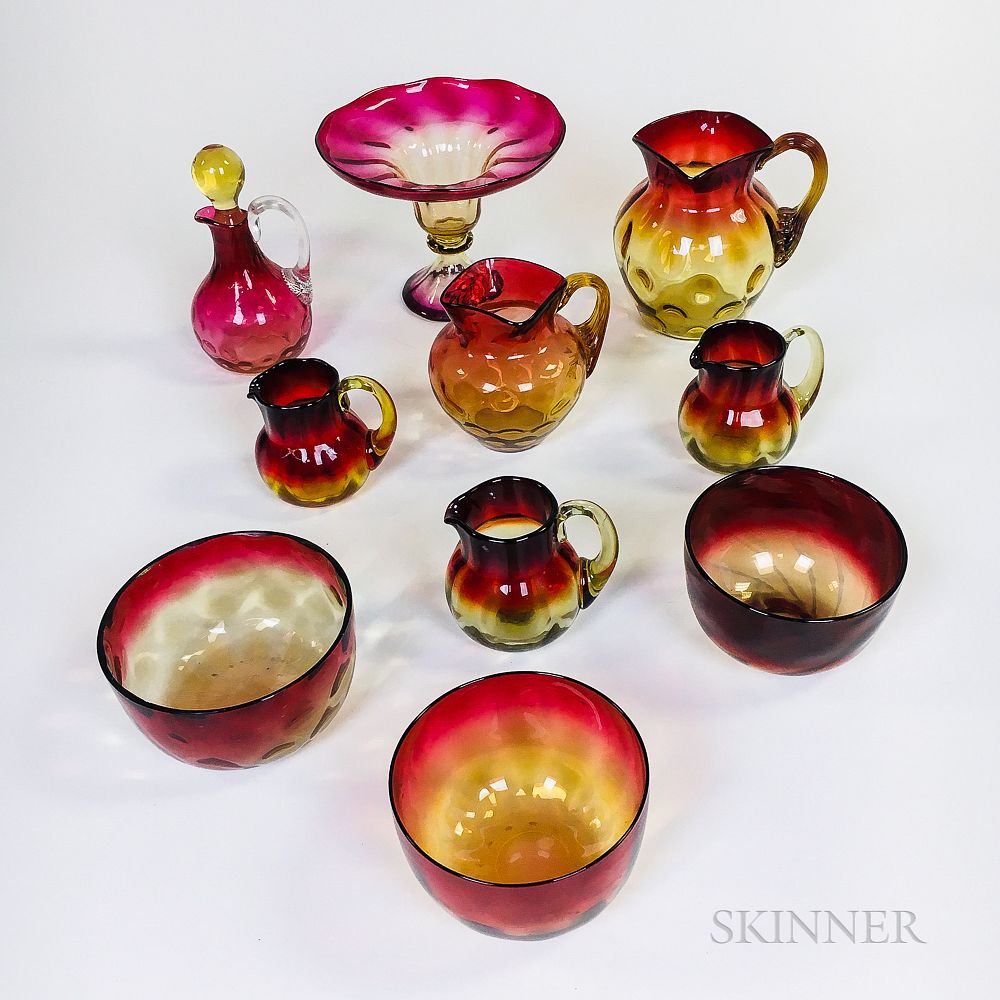 Appraisal: Ten Pieces of Amberina Glass Tableware Ten Pieces of Amberina