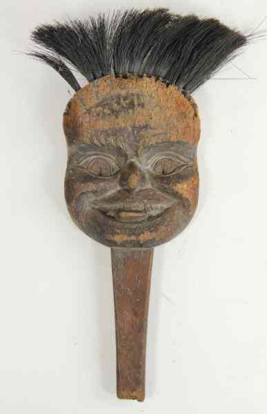 Appraisal: Golliwog Fireplace Broomblack face caricature walnut handle and face possibly