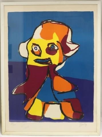 Appraisal: KAREL APPEL - DUTCH COLORED LITHOGRAPHA PORTRAIT PENCIL SIGNED LOWER