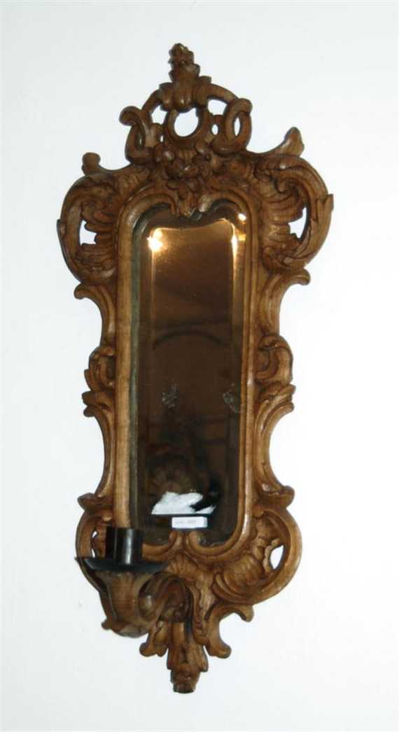 Appraisal: CARVED APPLIQUE WITH MIRROR Louis XV Aachen-Liege th century H