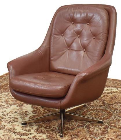 Appraisal: Danish mid-century modern lounge chair c s in dark red