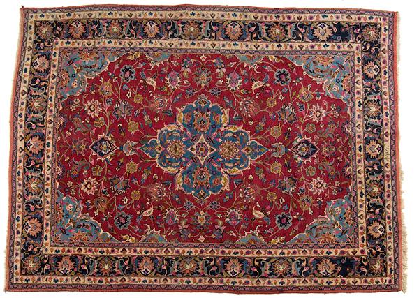 Appraisal: MASHAD RUG Persian late th century with multiple stepped borders