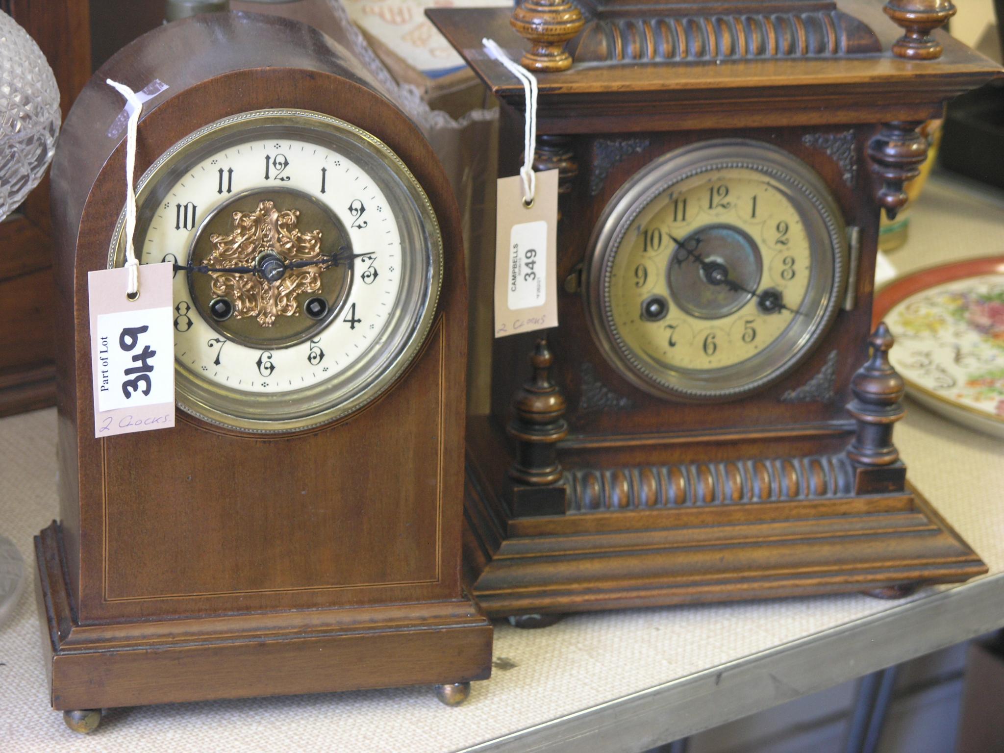 Appraisal: A late Victorian walnut mantel clock architectural case with German