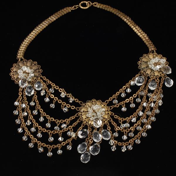 Appraisal: Gorgeous Unmarked Czech Art Deco Multi-strand Brass Festoon Drop Crystal