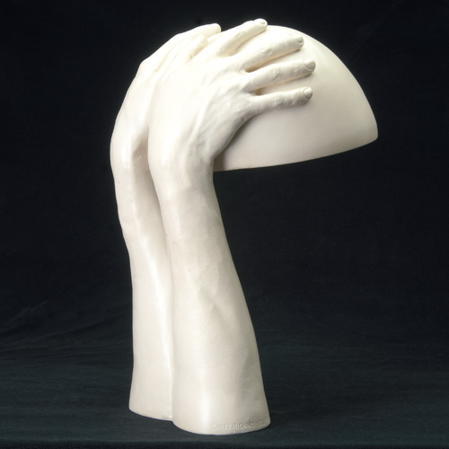 Appraisal: RICHARD ETTS Cast plaster single-socket table lamp with two arms