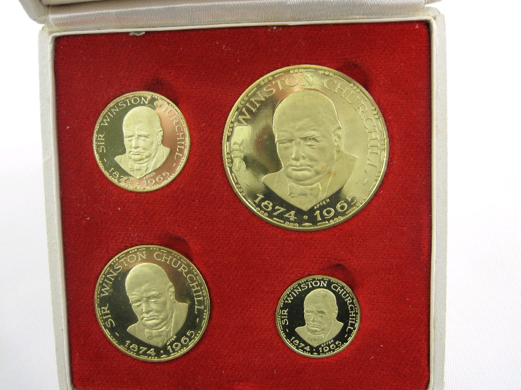 Appraisal: A cased Set of four graduated Winston Churchill Commemorative Medals