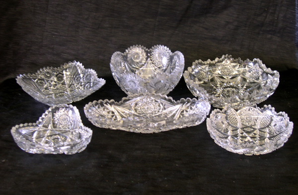 Appraisal: Group of Six Cut Glass Bowls consisting of a good