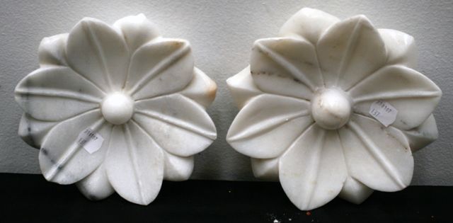 Appraisal: A pair of white marble bowls carved as lotus flowers