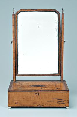 Appraisal: Inlaid jewelry cask dressing mirror curly satinwood or maple with