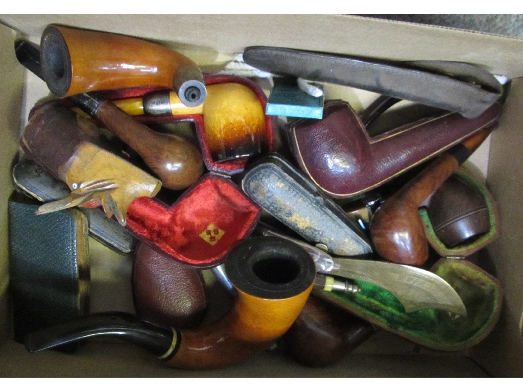 Appraisal: Box of assorted pipes some silver mounted in cases