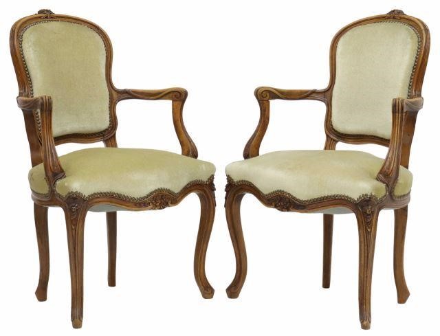 Appraisal: lot of French Louis XV style armchairs th c floral